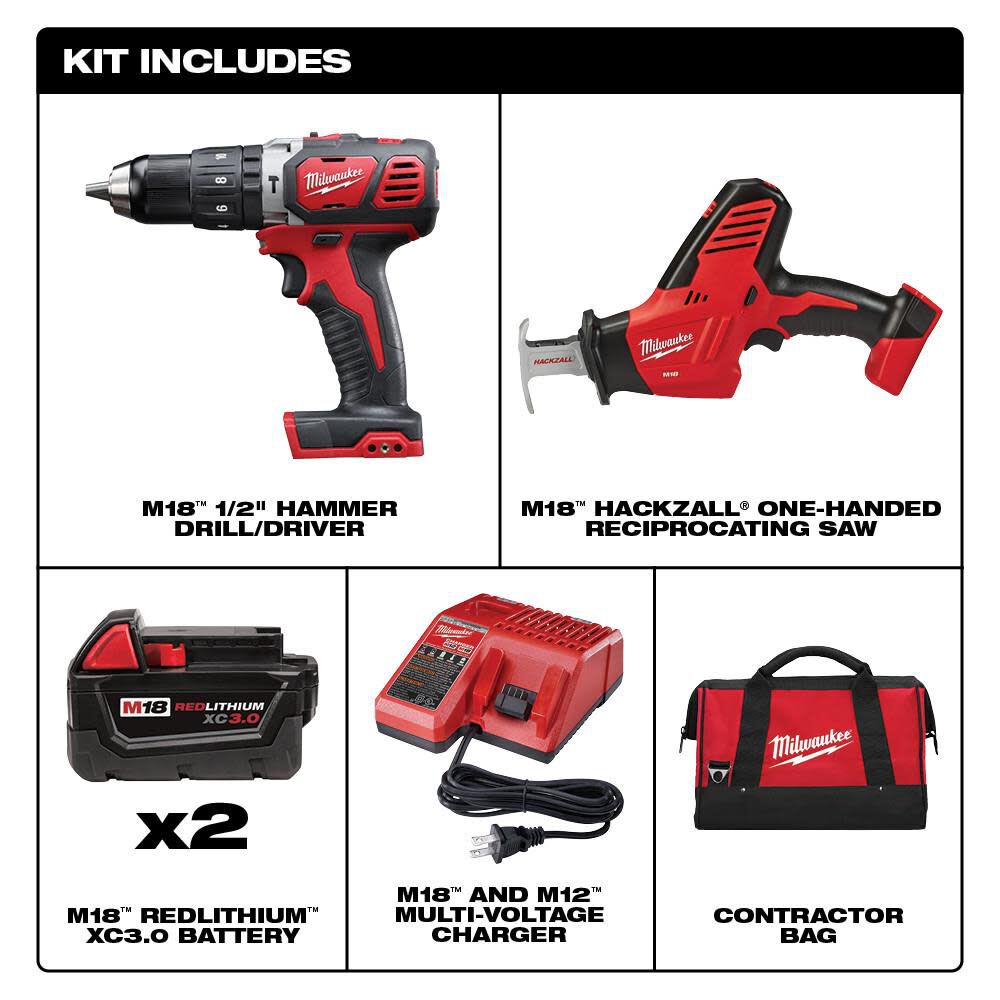 Milwaukee M18 Cordless 2 Tool Combo Kit 2695-22 from Milwaukee