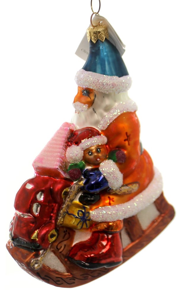 Christopher Radko SLEDIN TO MY HOUSE Glass Ornament Santa Christmas 972460   Contemporary   Christmas Ornaments   by Story Book Kids Inc  Houzz