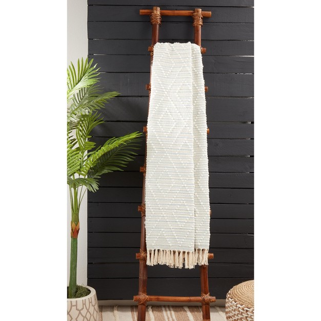 Saro Lifestyle Cotton Throw With Woven Stripes And Diamond