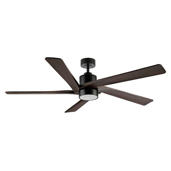 WINGBO 64 Inch DC Ceiling Fan with Lights and Remote Control， 5 Reversible Carved Wood Blades - N/A Shopping - The Best Deals on Ceiling Fans | 40094819