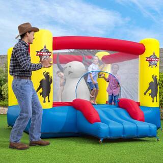 Bestway Brave the Bull Multicolor PVC Indoor or Outdoor Inflatable Bounce House with Air Blower 53401E-BW