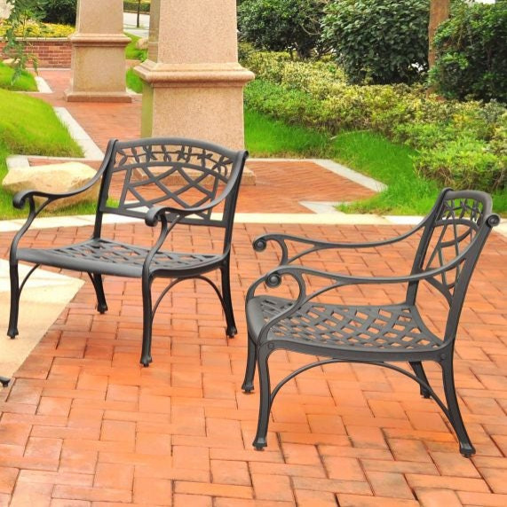 Sedona 2 Piece Outdoor Chair Set Black  2 Club Chairs   Mediterranean   Outdoor Lounge Chairs   by Kolibri Decor  Houzz