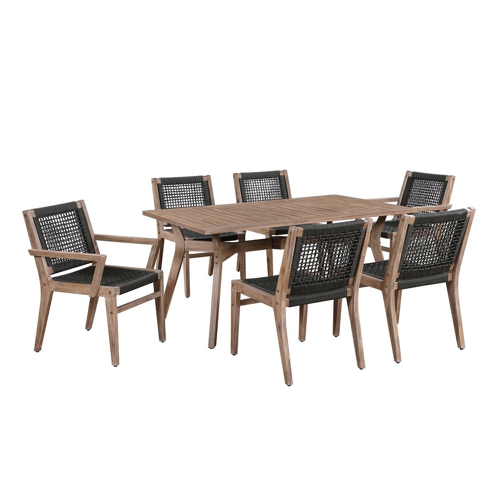 Ove Decors Quinn Patio 7 Piece Dining Set in Wood Look Brown Finish