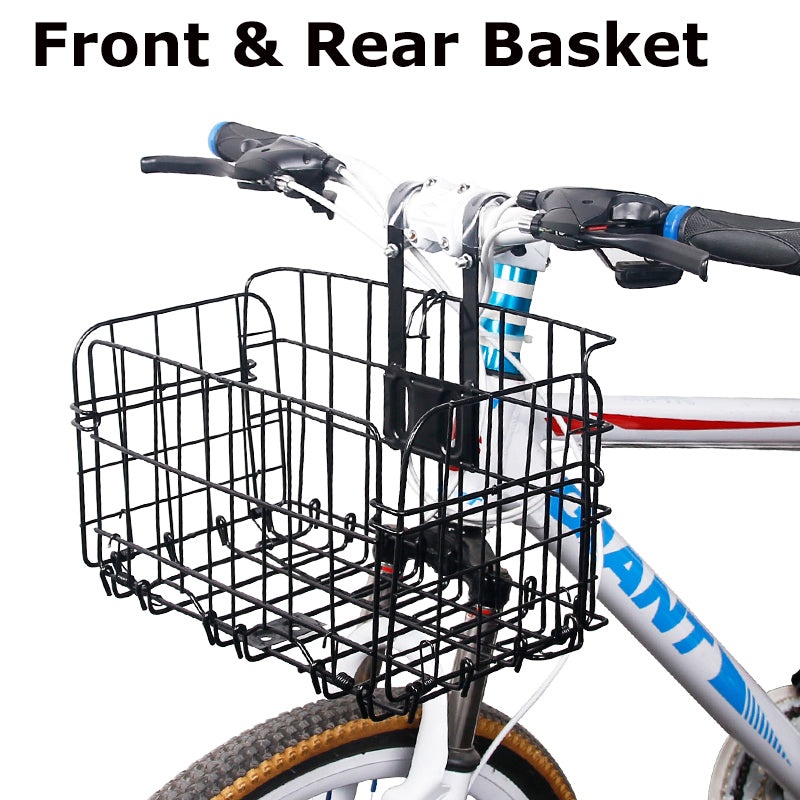 Bicycle Storage Basket Folding Metal Wire Handlebar Basket for Front