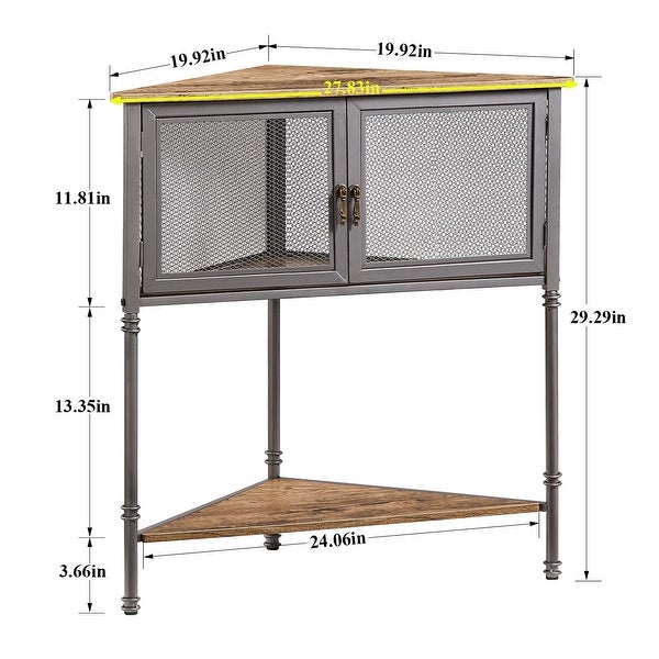 VECELO 3-Tier Corner Shelf with Storage Cabinet and Doors