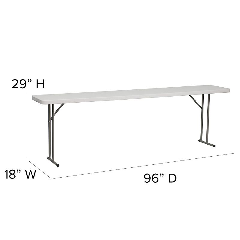 Emma and Oliver 8-Foot Rectangle Granite White Plastic Folding Training / Seminar Table