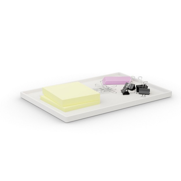 Tru Red Slim Stackable Plastic Tray White Tr55265