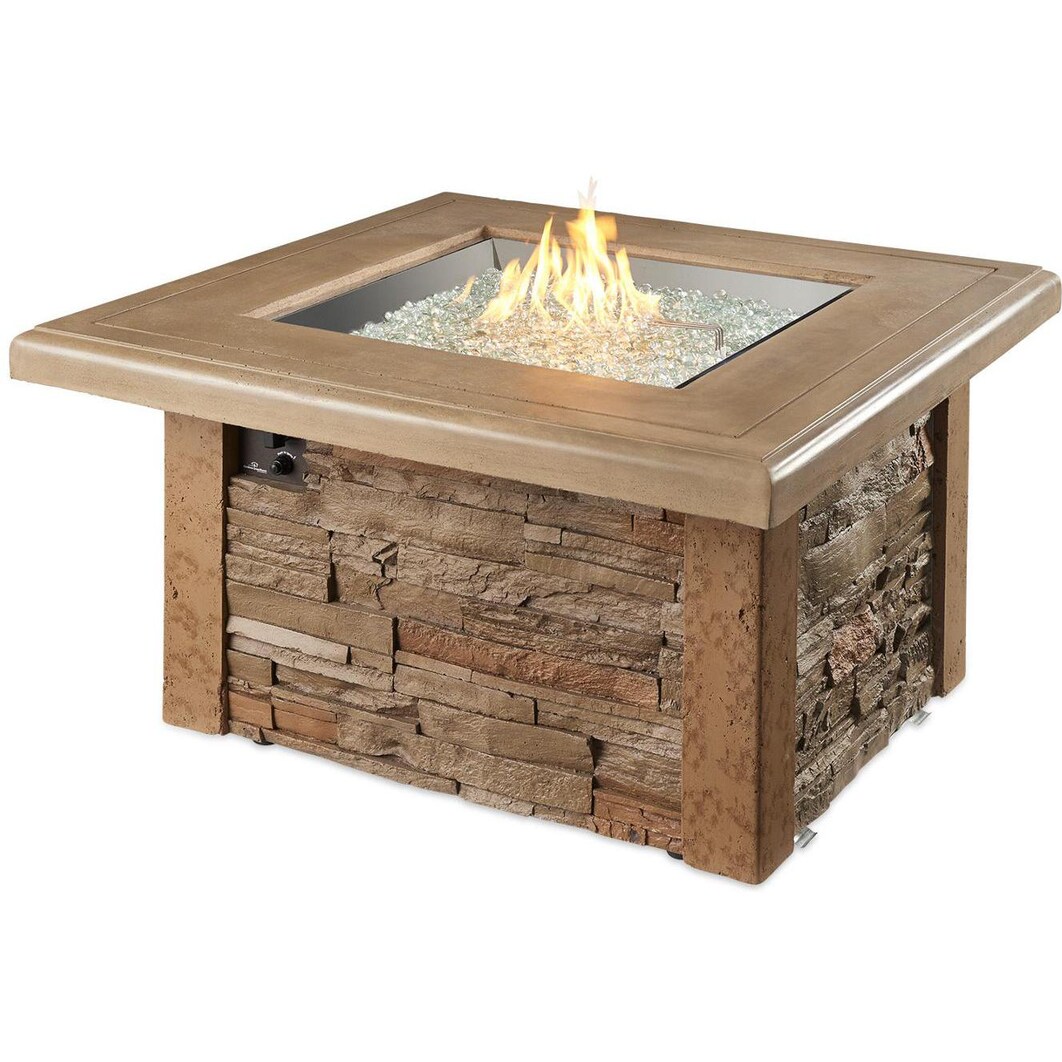 The Outdoor GreatRoom Company Sierra 43-Inch Square Propane Gas Fire Pit Table with 24-Inch Crystal Fire Burner