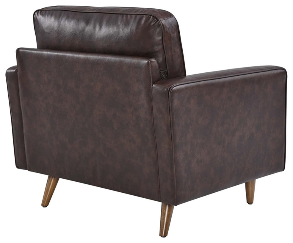 Modway Valour Modern Style Leather and Dense Foam Armchair in Brown Finish   Midcentury   Armchairs And Accent Chairs   by Homesquare  Houzz