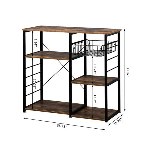 Winado Bakers Rack， Kitchen Utility Storage Shelf， Microwave Oven Stand Table， Microwave Cart， Coffee Bar Table， Multi-purpose Workstation，  Kitchen Organizer， Rustic Brown