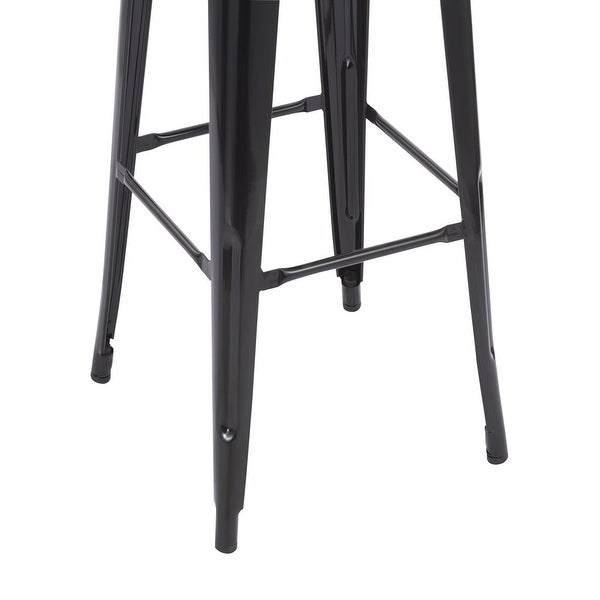 30inch Stackable Metal Stool， Set of 4， Include 4 Stools Gunmetal Color， Backless Style