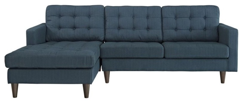 Empress Left Facing Upholstered Sectional Sofa  Azure   Midcentury   Sectional Sofas   by First of a Kind USA Inc  Houzz