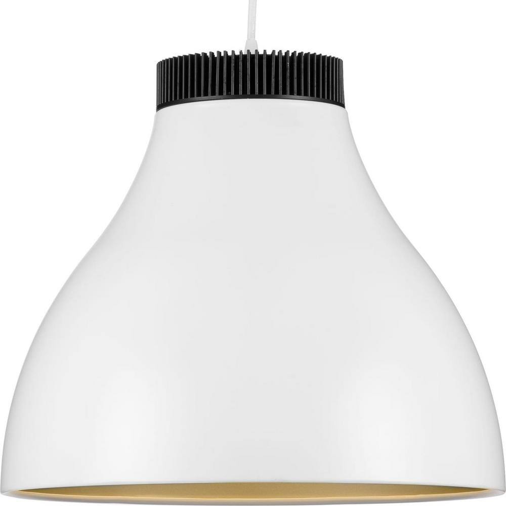 Progress Lighting Radian Integrated LED 30-Watt Integrated LED Satin White Satin Gold Modern Pendant with Shade P500373-028-30