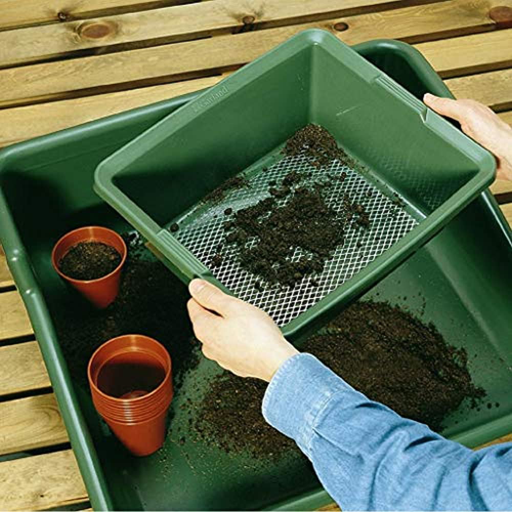 Tierra Garden GP104 2-in-1 Galvanized Woven Wire Garden Sieve, Soil Sifting Pan