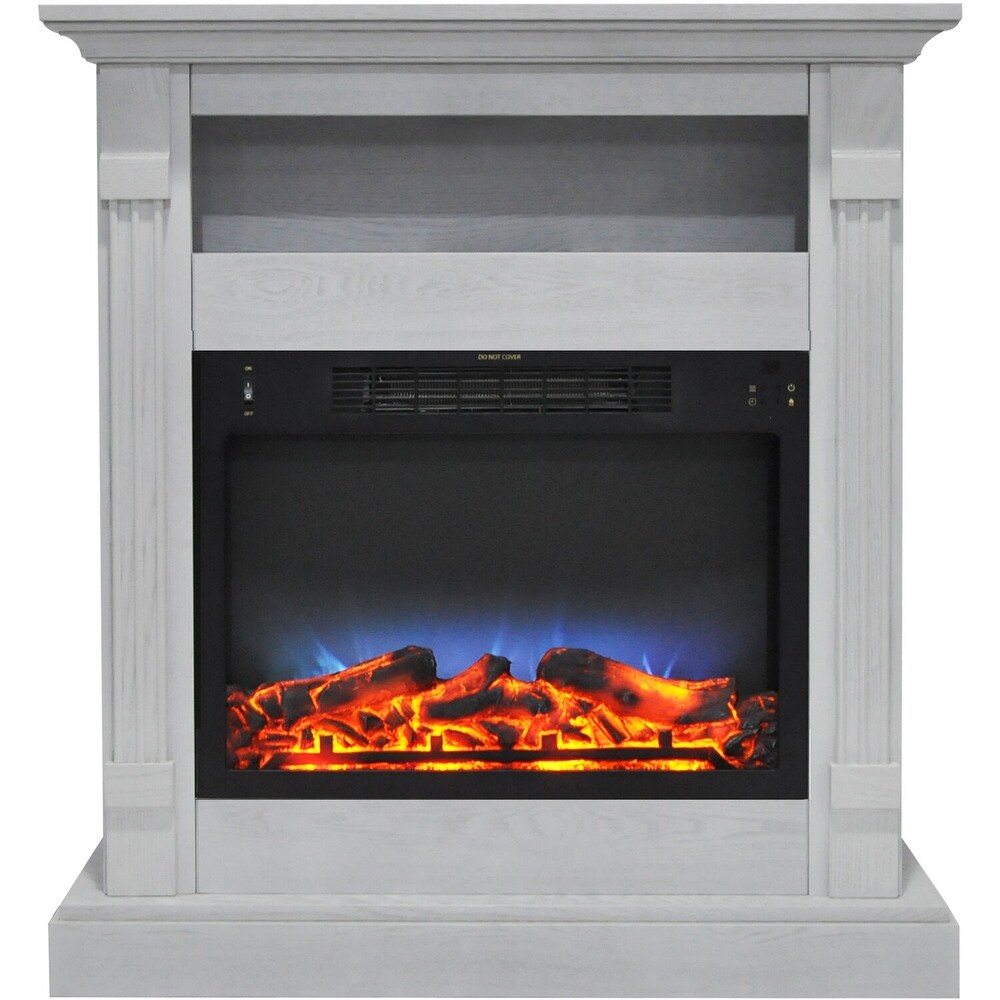 Hanover Drexel 34 In. Electric Fireplace w/ Multi Color LED Insert and White Mantel