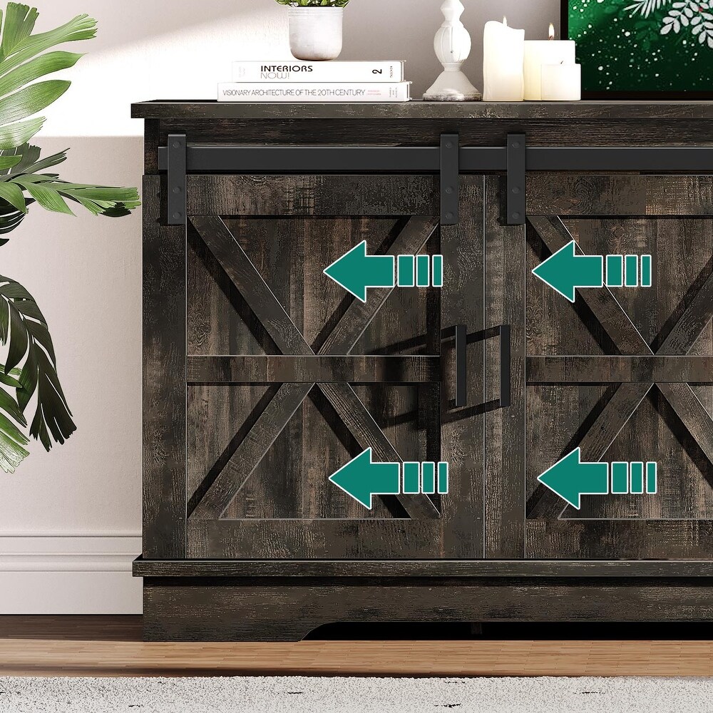 Evelynn TV Stand Sliding Barn Door Farmhouse Wood Entertainment Center for TVs Up to 65\