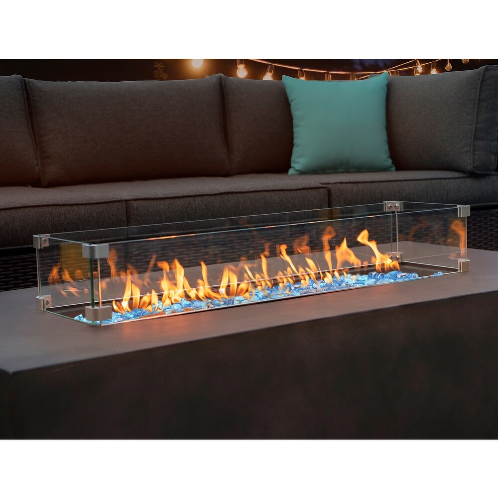 Outdoor Firepit Propane Table with Wind Guard   Fire Glass