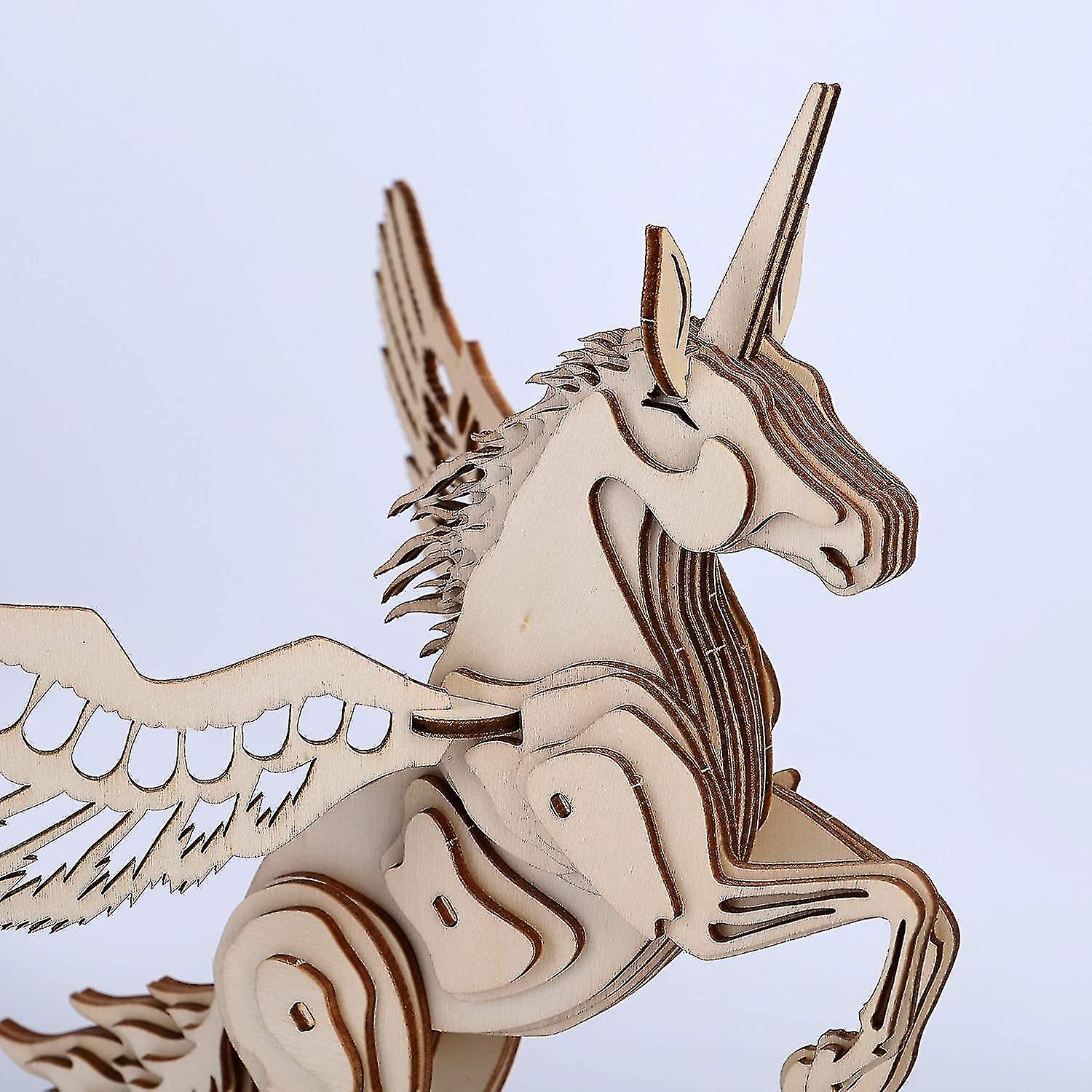 Wooden Unicorn Model Kit Diy Assembly Toy Gift Ideas Birthday Christmas