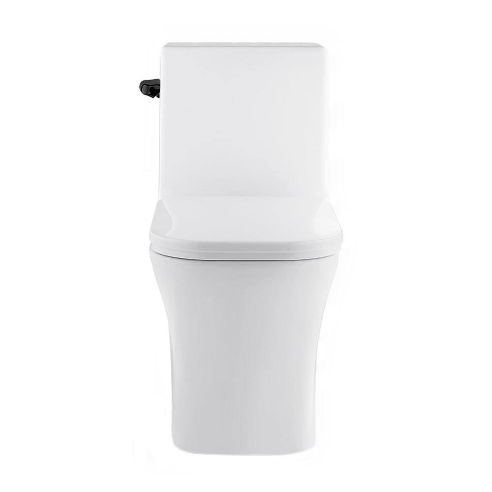 Swiss Madison Concorde One-Piece 1.28 GPF Single Flush Square Toilet in Glossy White with Black Hardware Seat Included SM-1T107HB