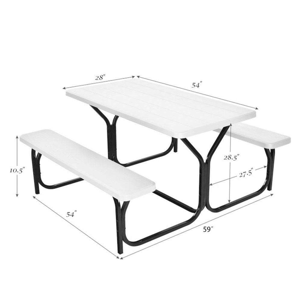 Cisvio All Weather Outdoor Picnic Table Bench Set with Metal Base Wood D0102H9U21U