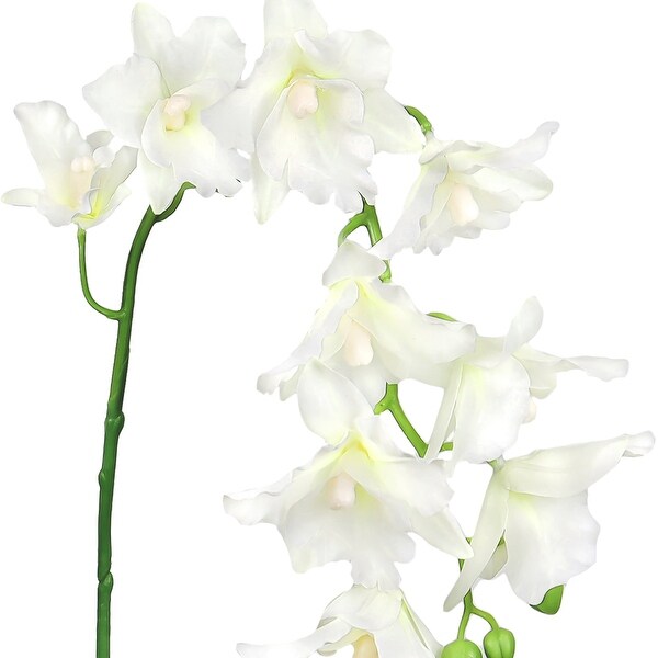 Set of 2 Cream White Artificial Cattleya Orchid Flower Stem Spray 35in