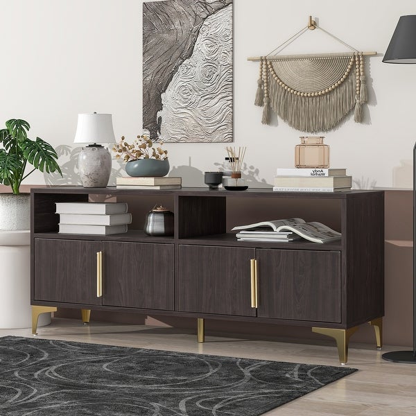 Nestfair Sideboard with Gold Metal Legs and Magnetic Suction Doors