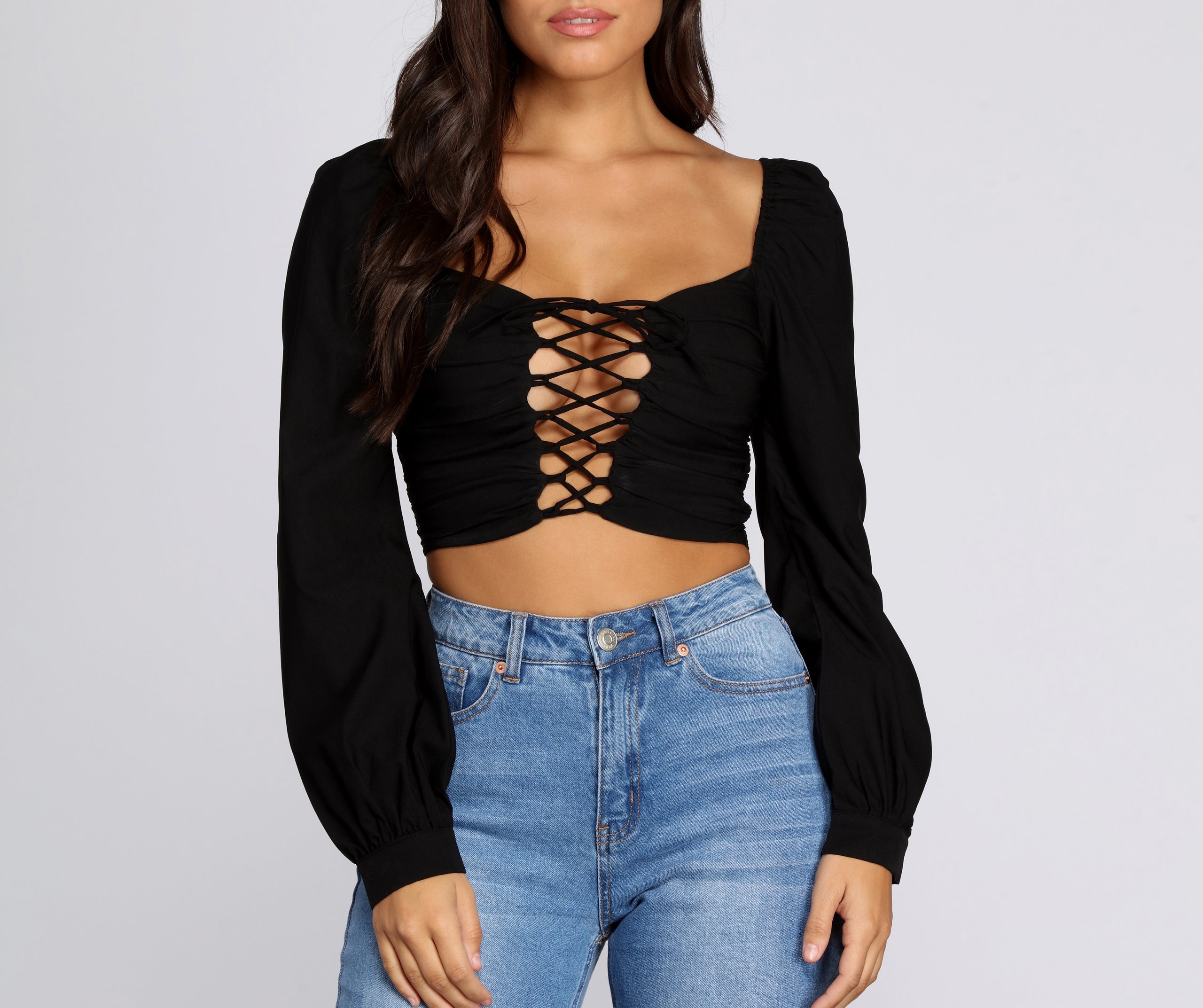 Ooh La Lace Up Crop Top