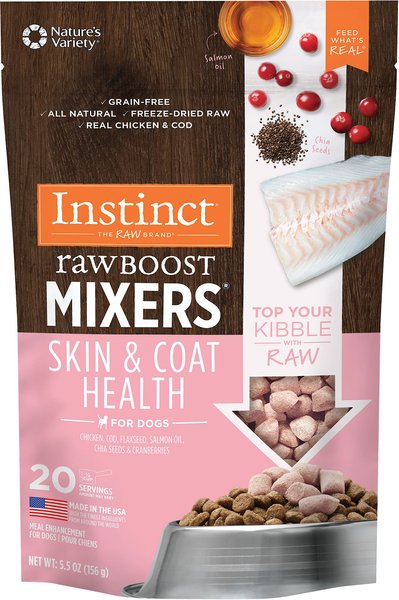 Instinct Freeze-Dried Raw Boost Mixers Grain-Free Skin and Coat Health Recipe Dog Food Topper