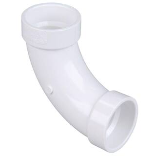 NIBCO 2 in. PVC DWV 90-Degree Hub x Hub Long-Turn Elbow Fitting C4807LTHD2