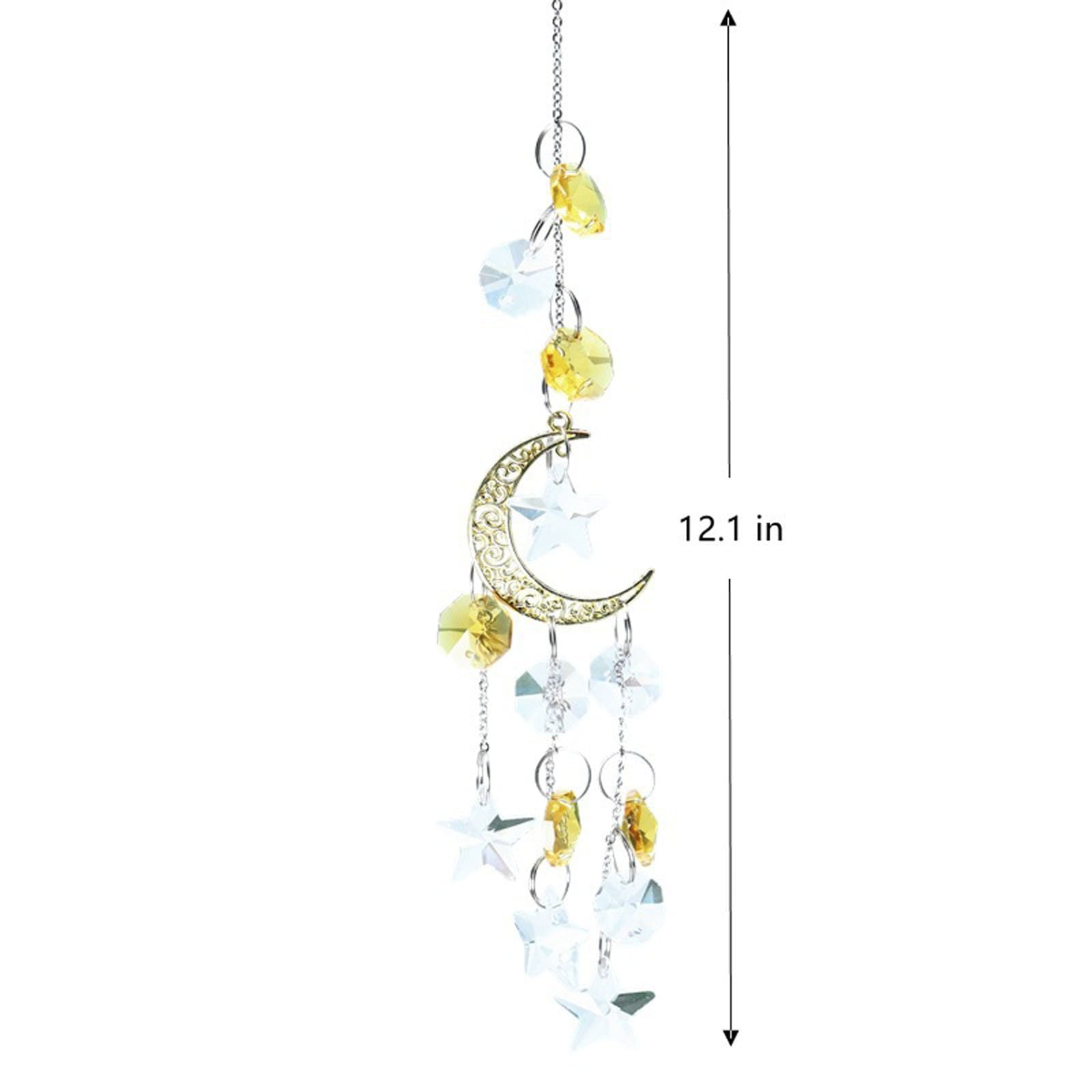 Fridja Handmade Natural Crystal Pendant Rough Raw Stones Wind Chime Crystal Wind Chimes For Garden Home Decor Window Ornament，Multicolor，12.1 Inches