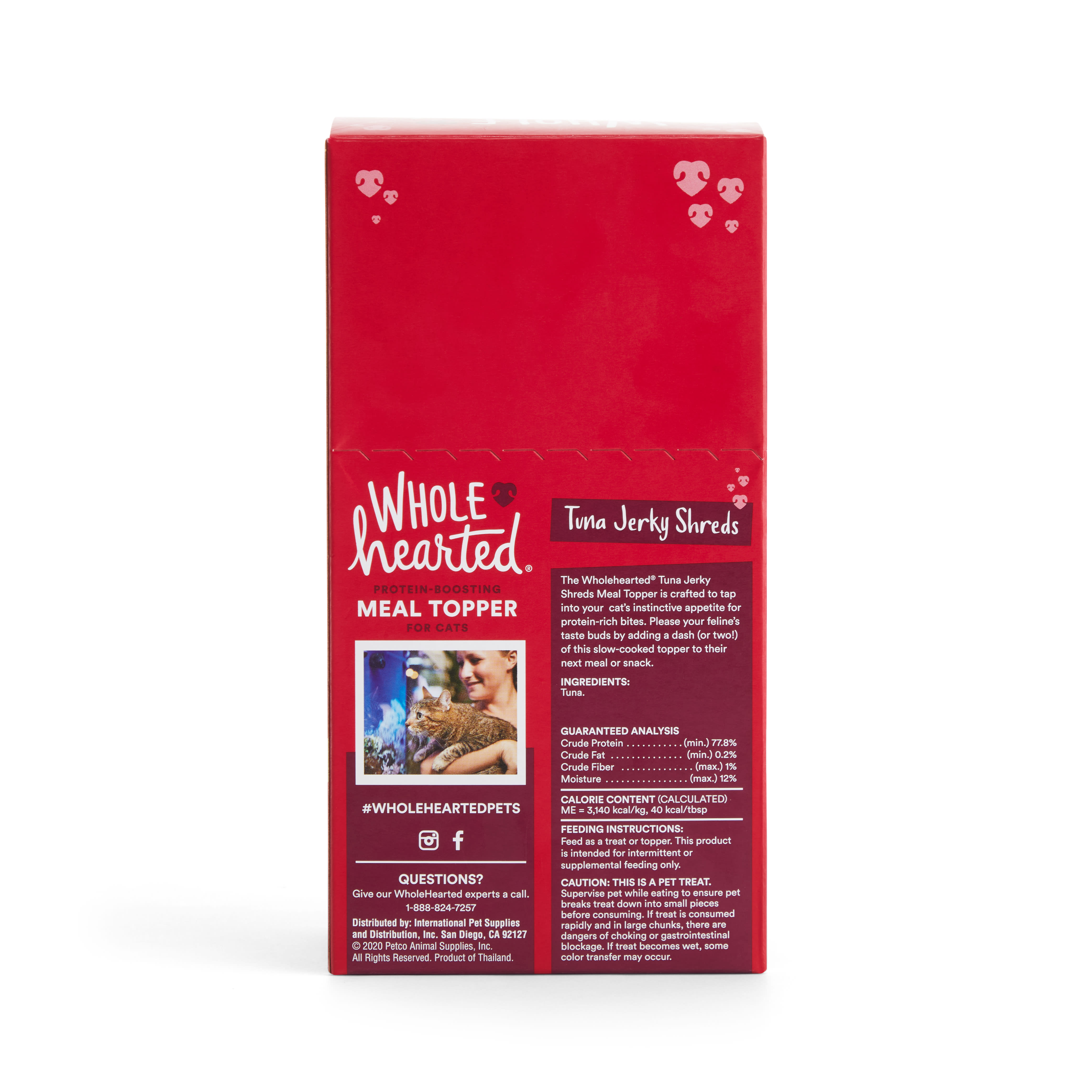 WHOLEHEARTED Tuna Jerky Shreds Protein-Boosting Cat Meal Topper， 1 oz.， Count of 6