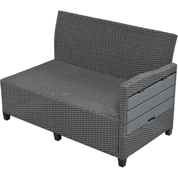 Wicker LShaped Garden Furniture Set with 2 Extendable Side Table