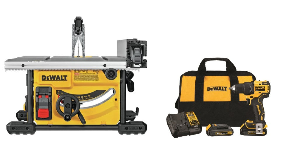 DEWALT 8 1/4" Table Saw with 20V MAX 1/2" Drill Driver Kit Bundle DWE7485DCD708C2 from DEWALT