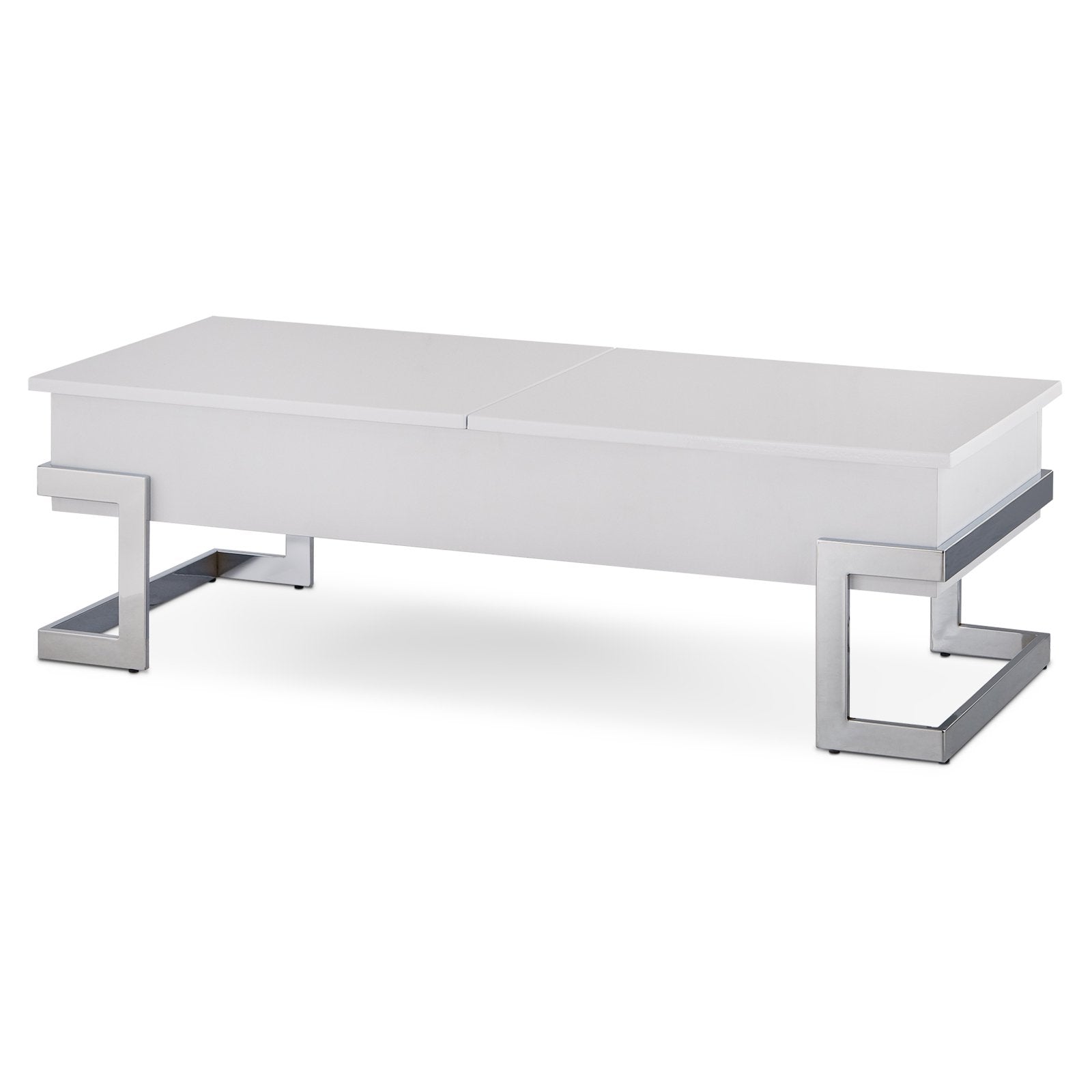 ACME Calnan Lift Top Coffee Table, White/Silver