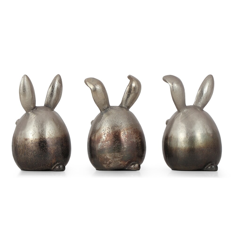 Derwent Indoor Aluminum Handcrafted Bunny Figurines by Christopher Knight Home   3.25\