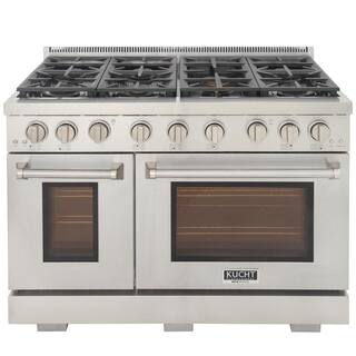 Kucht Professional 48 in. 6.7 cu. ft. Double Oven Natural Gas Range with 25K Power Burner Convection Oven in Stainless Steel KFX480