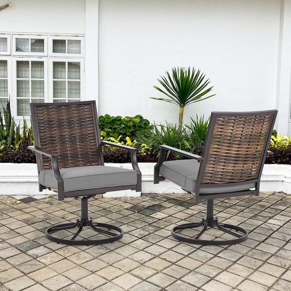 EROMMY Swivel Patio Dining Chairs Set of 2，Outdoor Wicker Aluminum Swivel Chair，Swivel Rocker with AllWeather Aluminum Frame