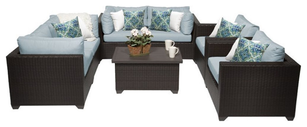 TK Classics Belle 7 Piece Outdoor Wicker Patio Furniture Set 07c in Spa   Outdoor Lounge Sets   by Homesquare  Houzz