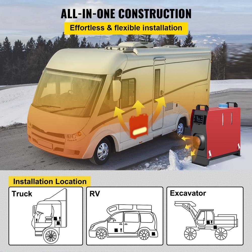 VEVOR 17000 BTU 5000-Watt Diesel Air Heater All in One Diesel Heater with Remote Control and LCD Switch 12-Volt ZCJRQYTJ5KWDFKYJ1V0