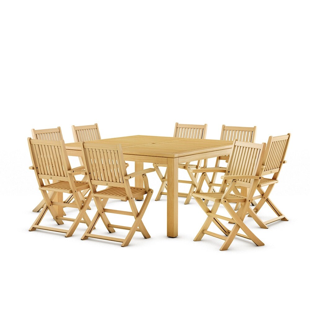 Dubai 9 Piece Outdoor Dining Set Teak Square Patio Furniture