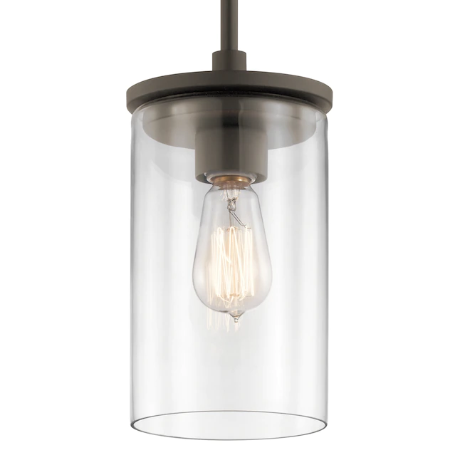 Kichler 43996OZ Crosby Olde Bronze Modern/Contemporary Clear Glass Cylinder Mini Pendant Light