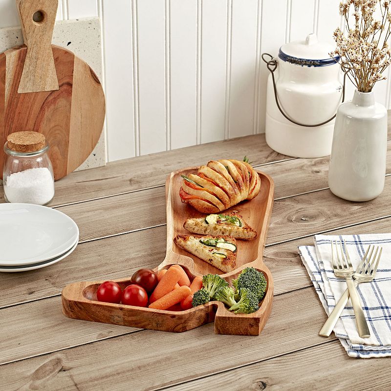 Dolly Parton 2-Section Acacia Wood Boot Serving Tray