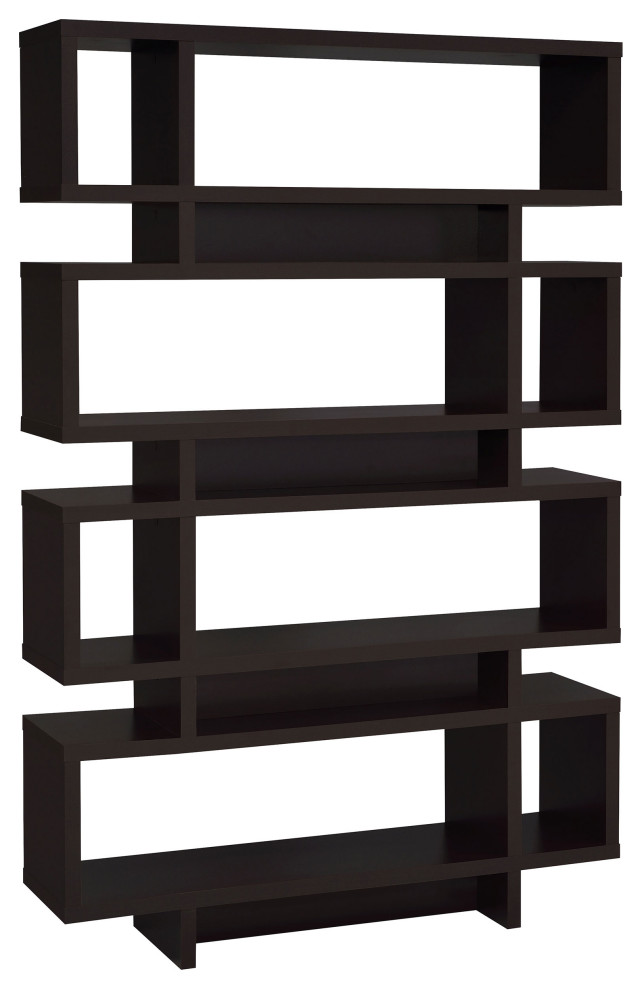 Reid 4 tier Open Back Bookcase Cappuccino   Modern   Bookcases   by Modon  Houzz