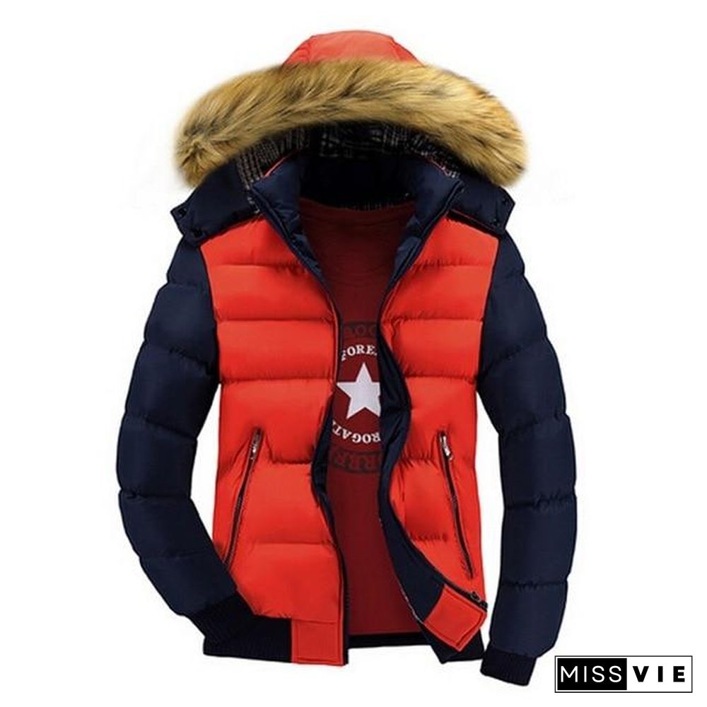 Men's Winter Jackets Thick Hooded Fur Collar Parka Men Coats Casual Padded Mens Jackets