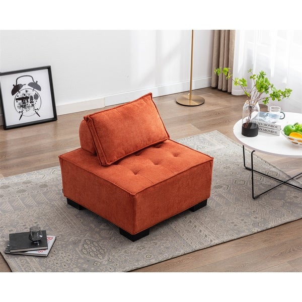 Modern Ottoman Lazy Chair， Upholstered Barrel Sofa， Small Accent Chair with Solid Wood Legs for Bedroom Living Room Apartment