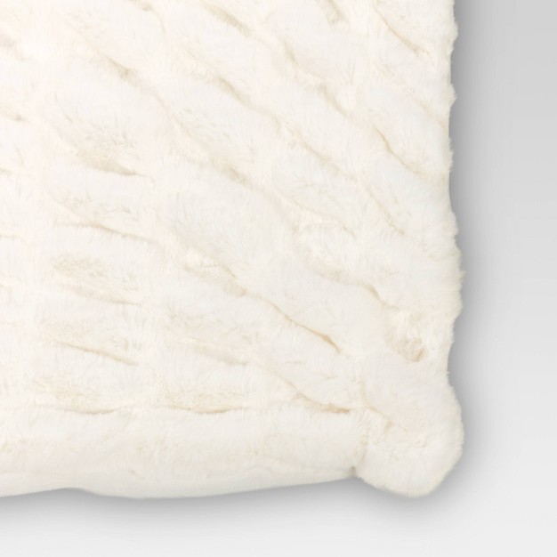 Ruched Faux Rabbit Fur Throw Blanket