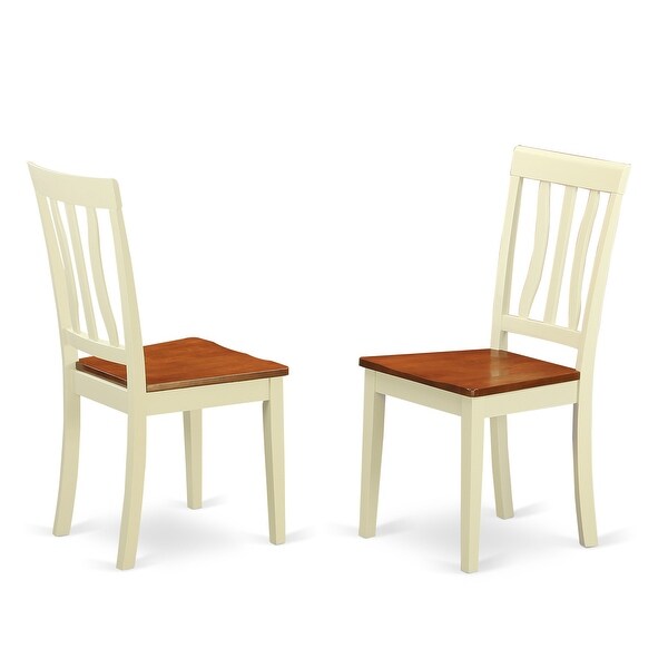 3 Pieces Dublin Dining Set Includes Pedestal Dining Table and 2 Solid Wood Chairs in Buttermilk and Cherry Finish