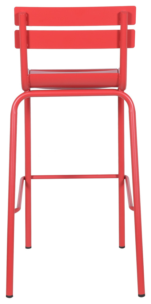 Dana Stackable Outdoor Patio Barstool  Frosted Red  Set of 4   Contemporary   Outdoor Bar Stools And Counter Stools   by Taiga Furnishings  Houzz