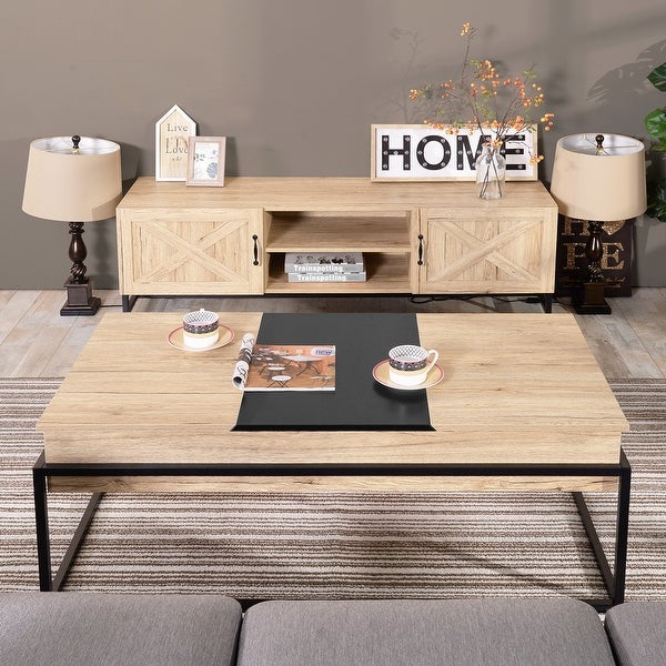 Homylin Wood Lift Top Extendable Coffee Table with Storage