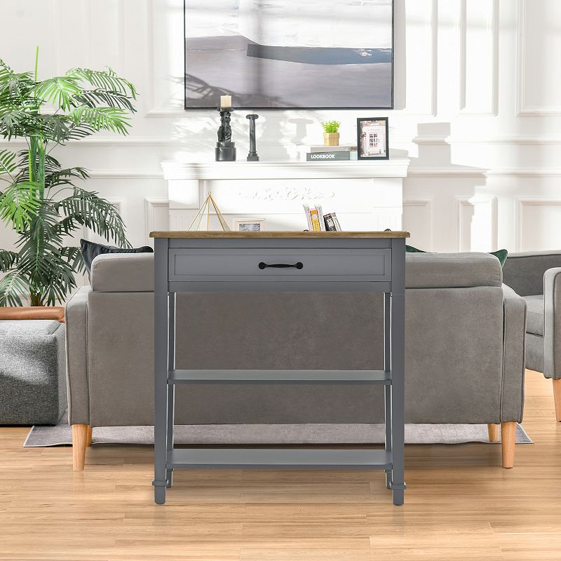 HOMCOM Modern Style Sofa Console Entry Hallway Table with Multifunctional Design Sturdy Build and Large Storage Grey